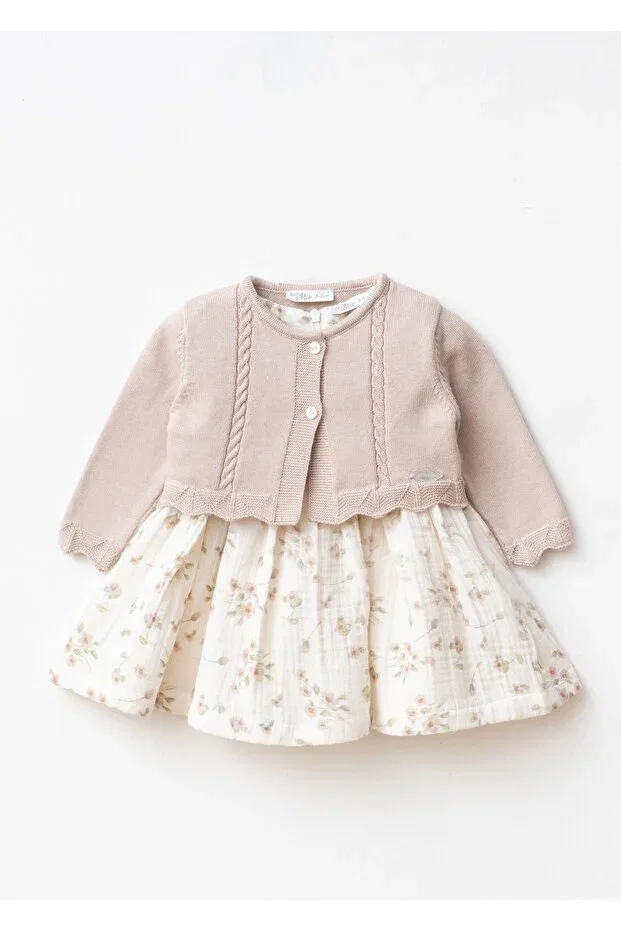 Детский кардиган с кружевной вязкой Babymio, Beige