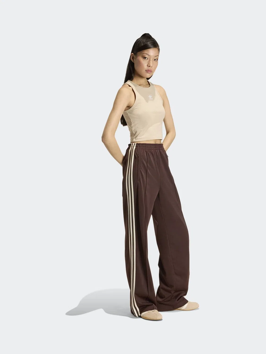 Брюки свободного кроя Firebird, adidas Originals, коричневый/кремовый — фото 3