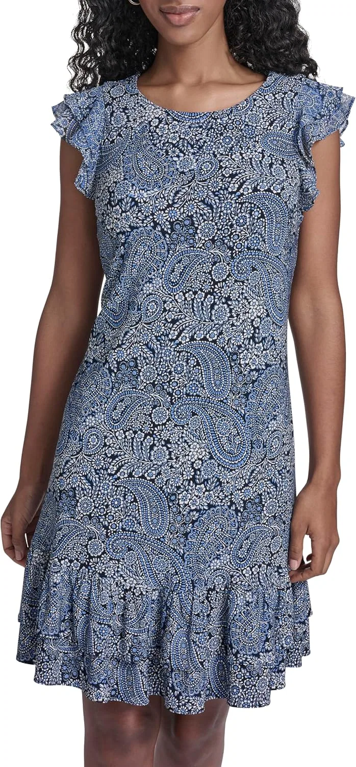 Женское платье мини с воланами Tommy Hilfiger, French Blue Multi