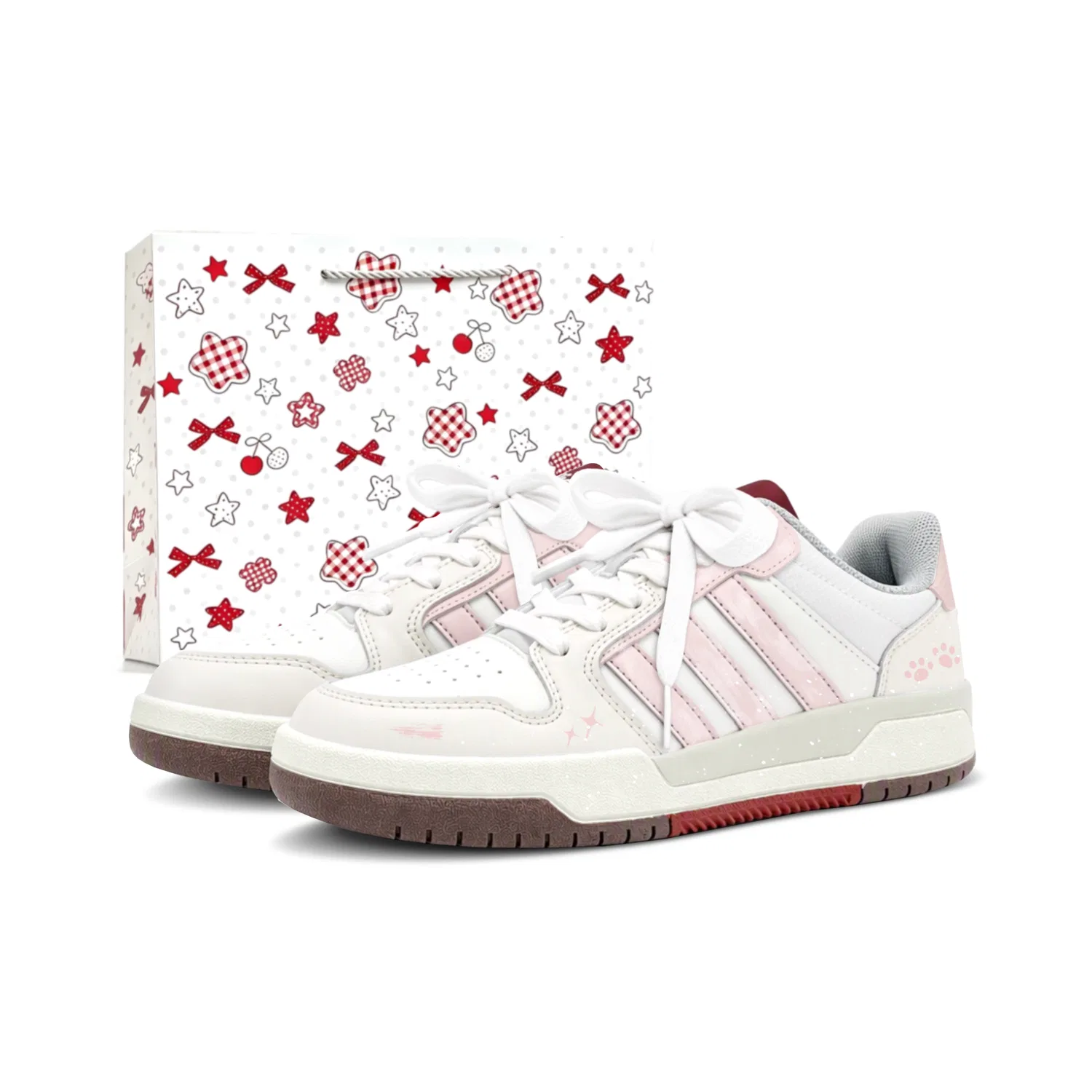 Кеды для девочек с принтом ENTRAP, Adidas, White Pink