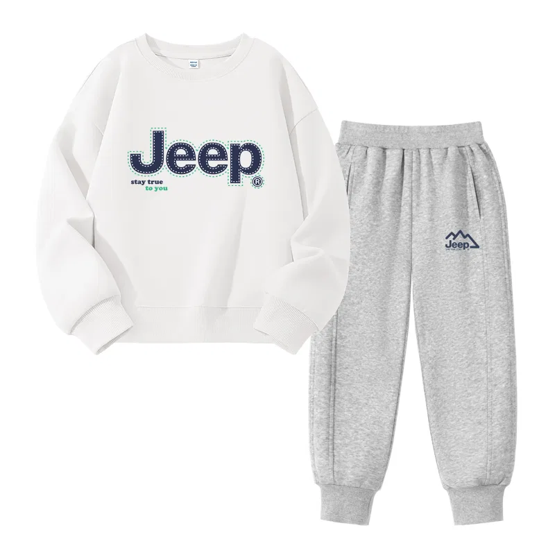 Детский спортивный костюм с принтом Jeep, White/E Line White Green-Gray/E Blue English Mountain K