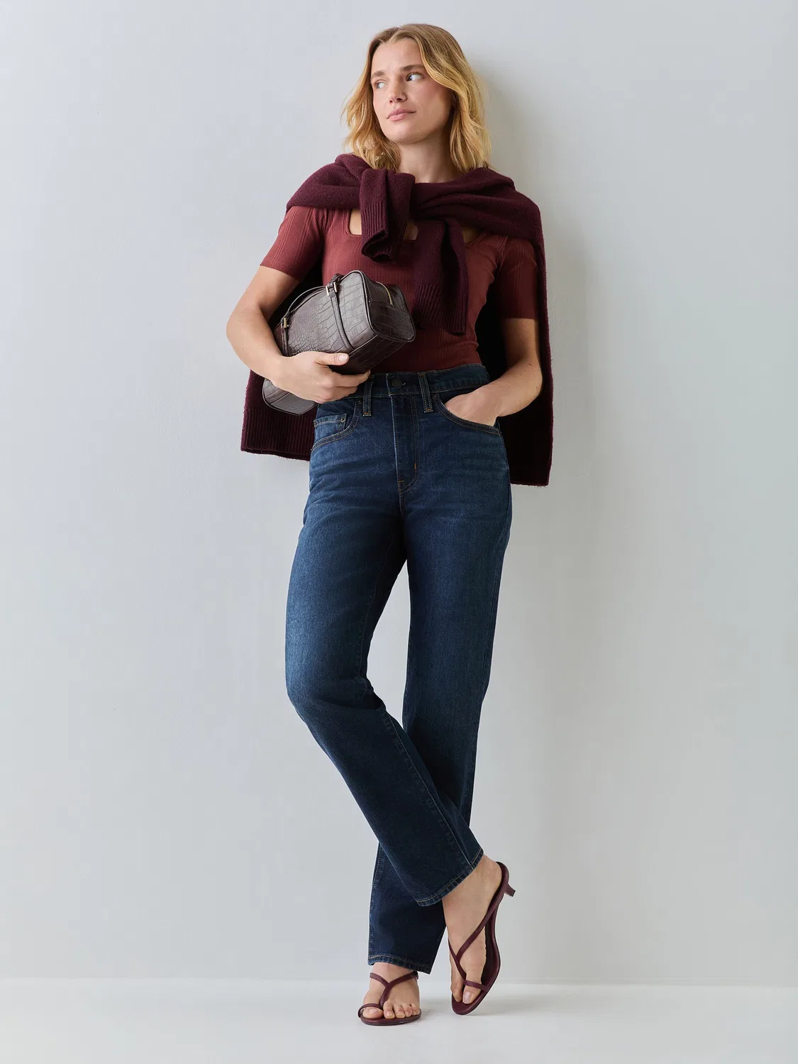 Джинсы прямого кроя, высокая посадка Levi's, темно-синие