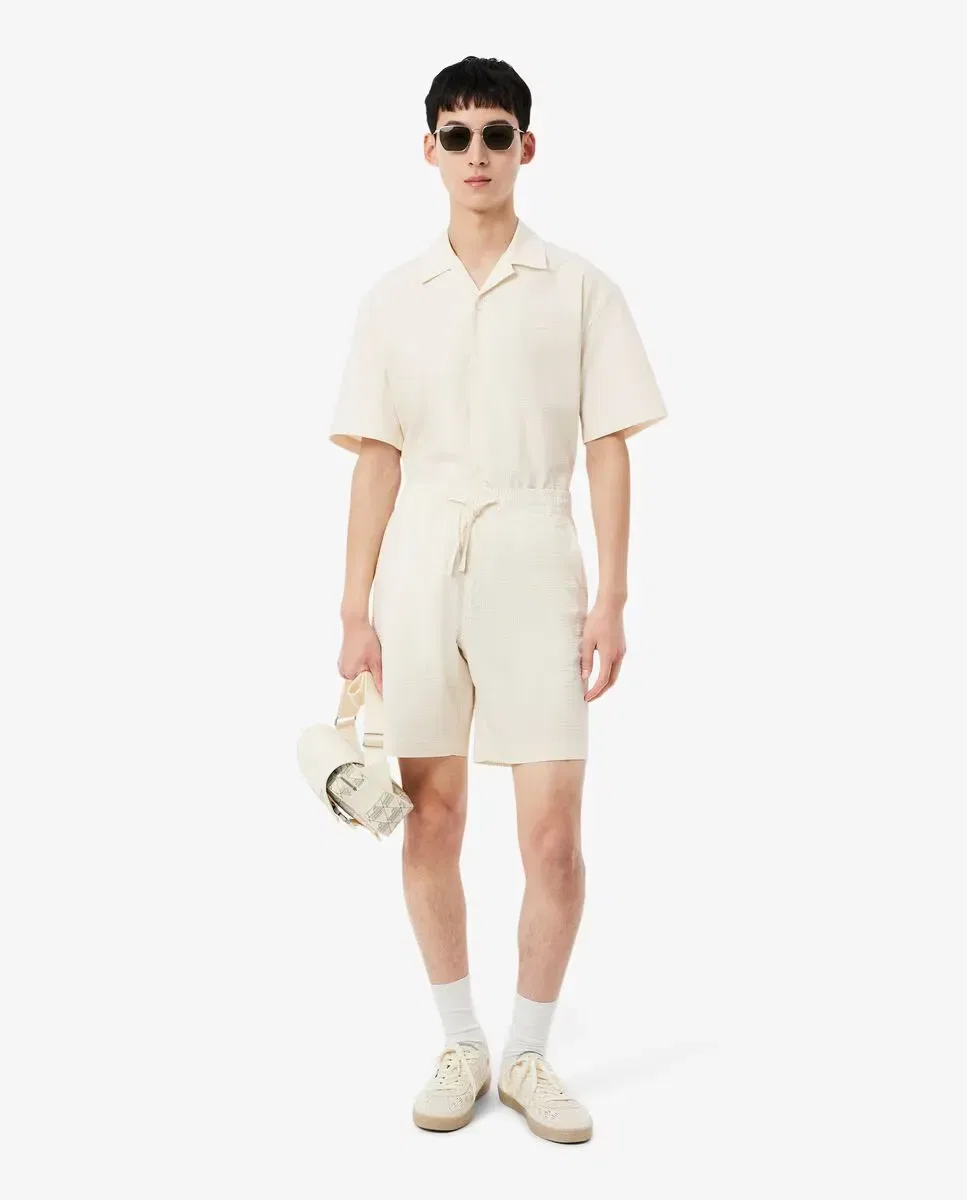 Мужские шорты из пике хлопкового Lacoste, Белый — фото 4