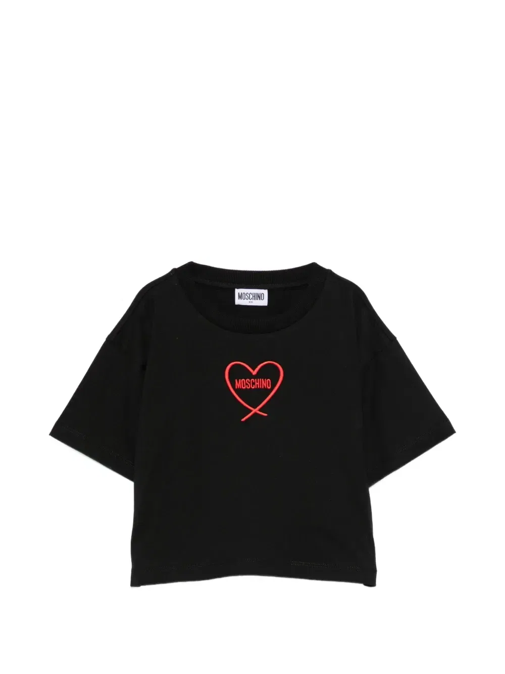 Футболка с вышитым сердцем Moschino Kids, черный