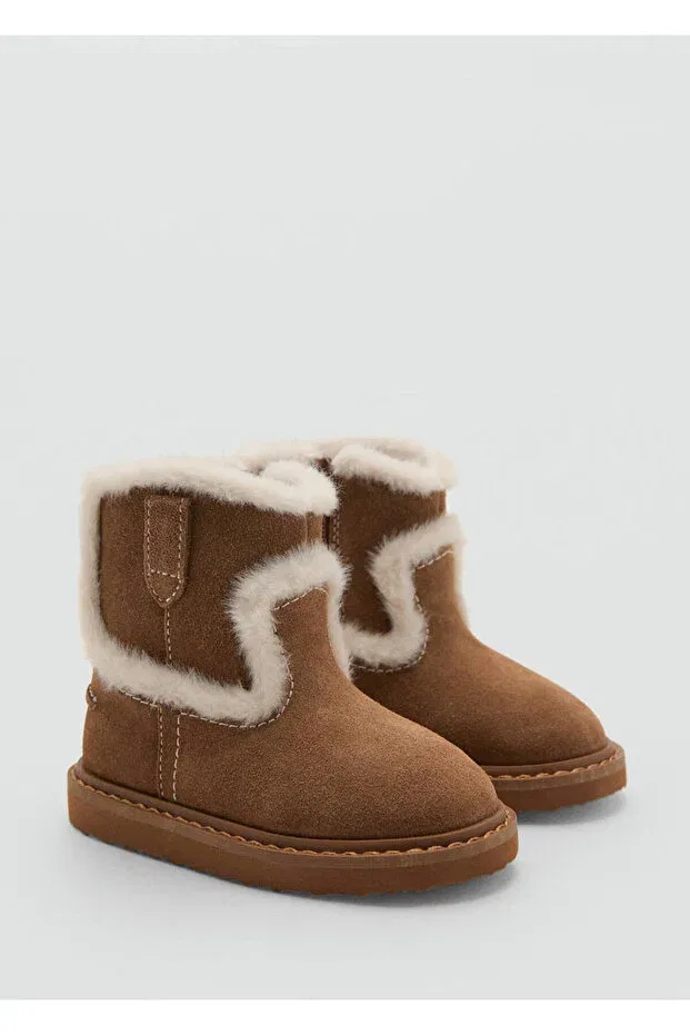 Детские ботинки для девочек на плоской подошве с замшевой отделкой Mango Baby, Medium Brown