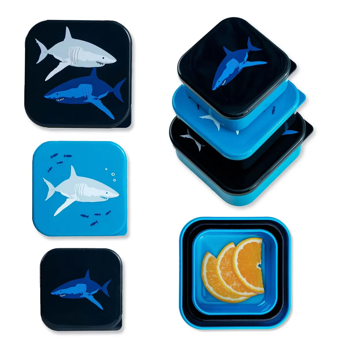 Контейнеры для перекуса детские 3 предмета в наборе вкладывающиеся Sharks Wildkin, Sharks