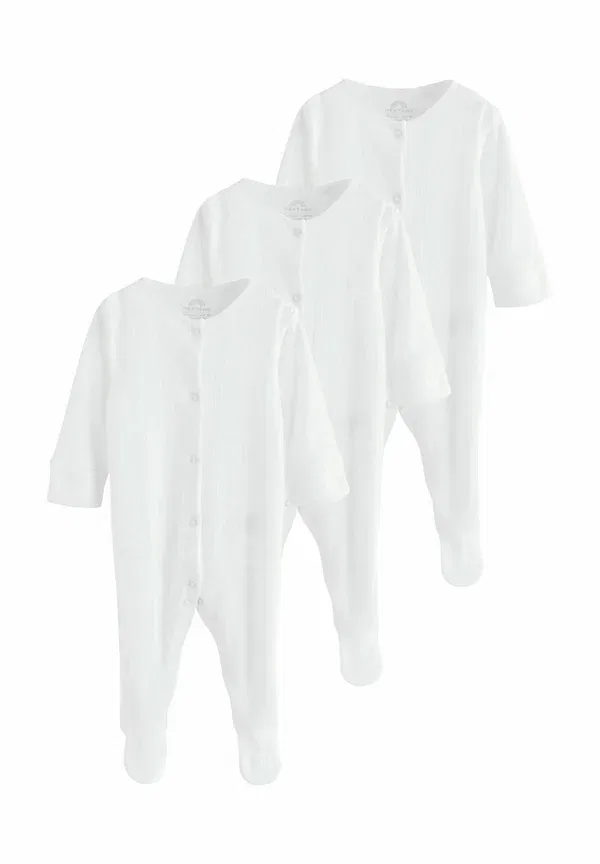 Комплект пижамный из 3 предметов, хлопок, Sleep Suit, Next, White Pointelle, белый