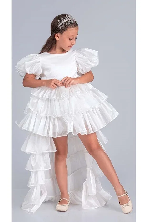 Детское платье для девочек с коротким рукавом Crowned Aspendos Mnk Baby&Kids, White