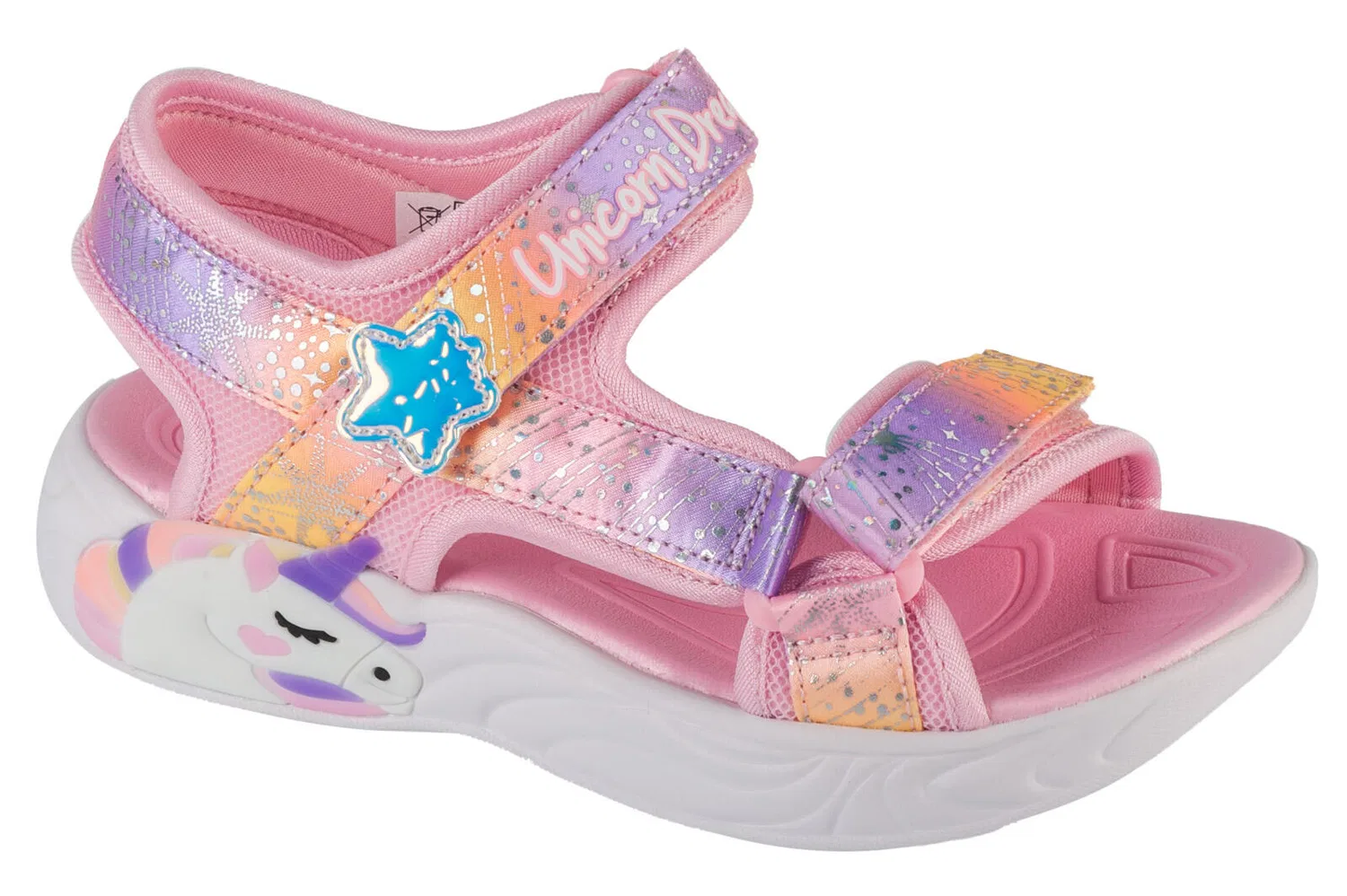Детские сандалии для девочек с технологией Lights Unicorn Dreams - Majestic Bliss Skechers, Bunt Rosa
