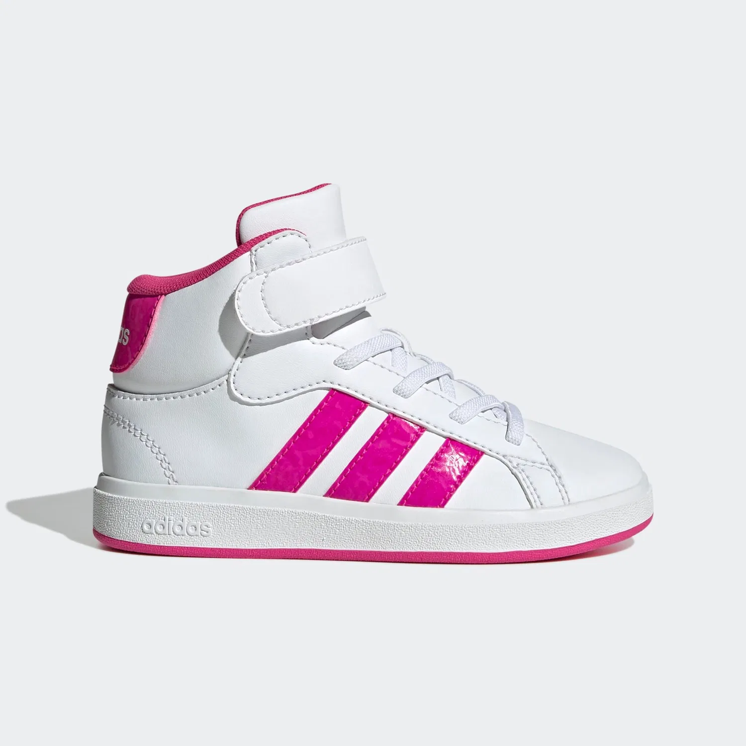 Детские кроссовки теннисные полувысокие Adidas Sportswear, Cloud White/Shock Pink/Grey Two — фото 2