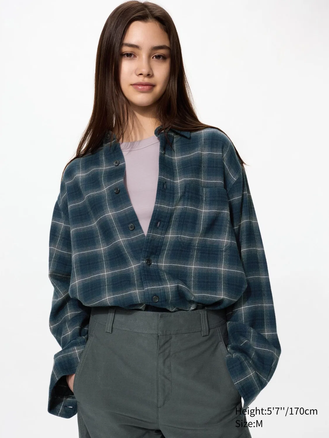 Рубашка фланелевая Uniqlo, клетчатая омбре, бордовый — фото 4