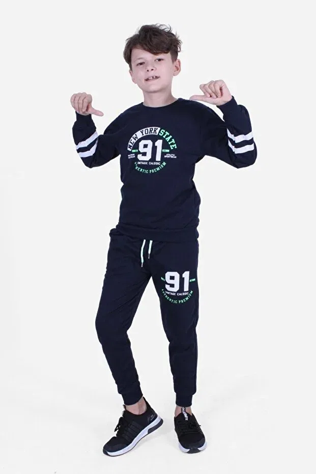 Детский спортивный костюм для мальчиков с принтом Fyk Collection, Black