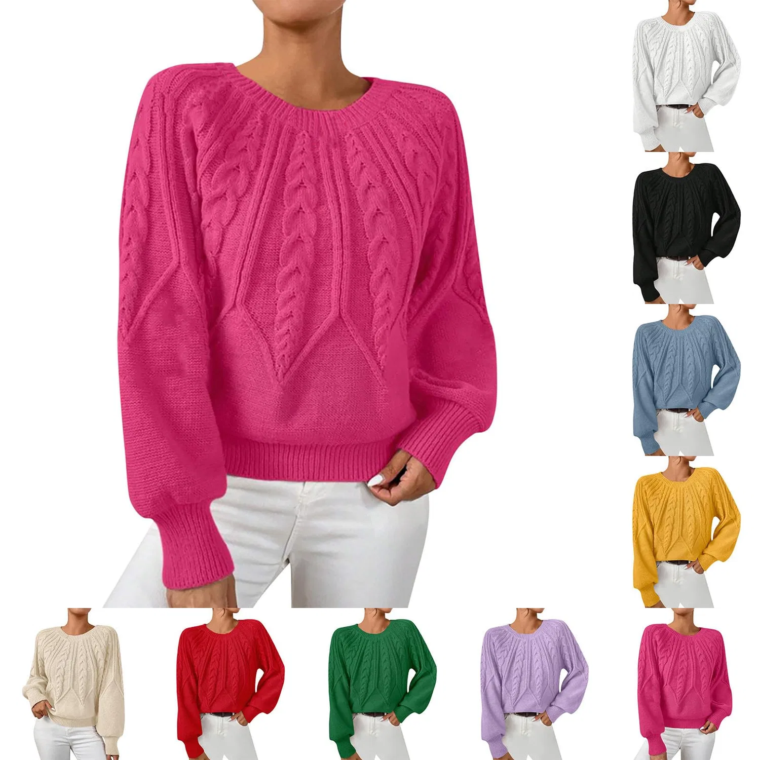 Женский однотонный свитер с круглым вырезом Mustard Yellow, Rosa Intenso