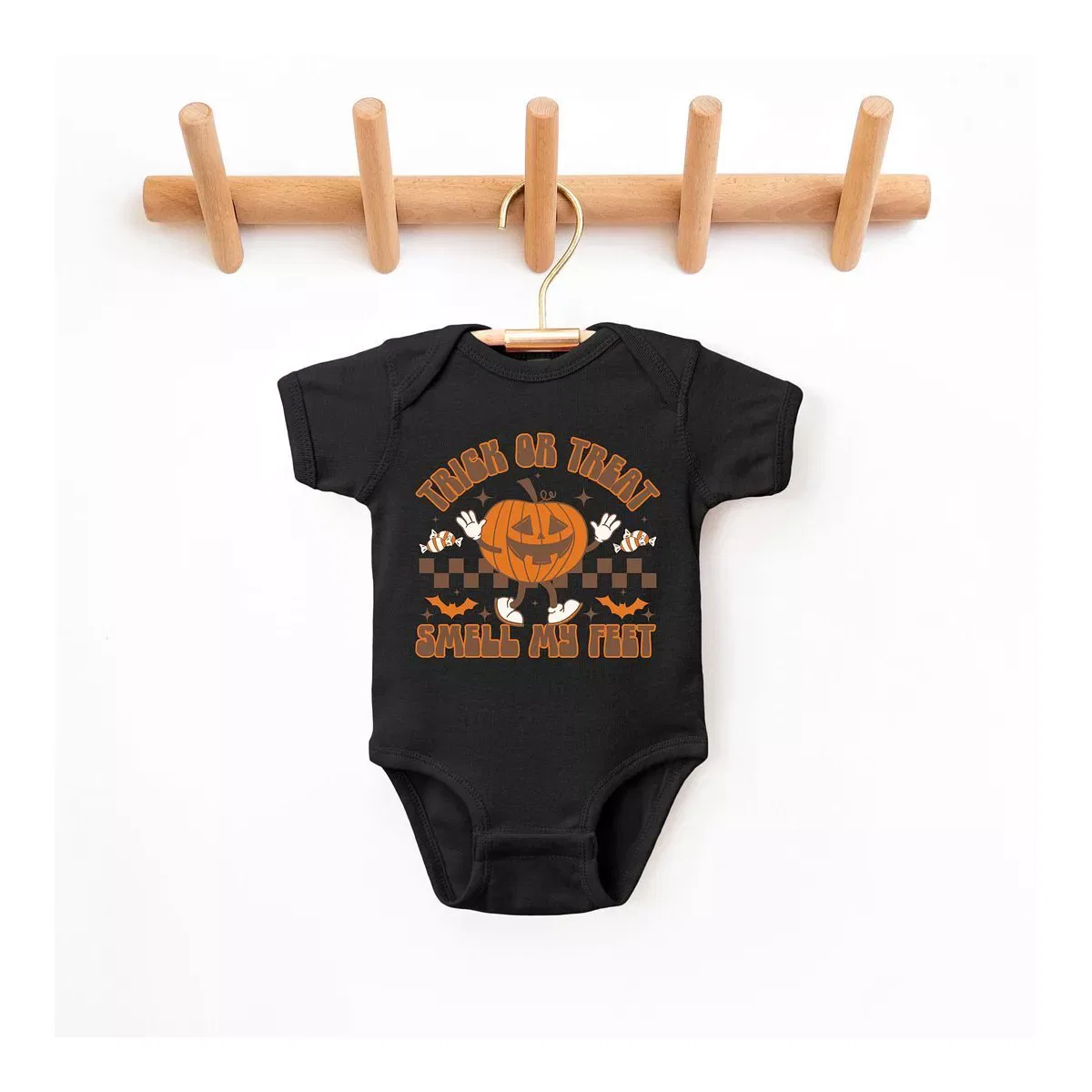 Детское боди для мальчиков с коротким рукавом Smell My Feet Checkered The Juniper Shop, Black