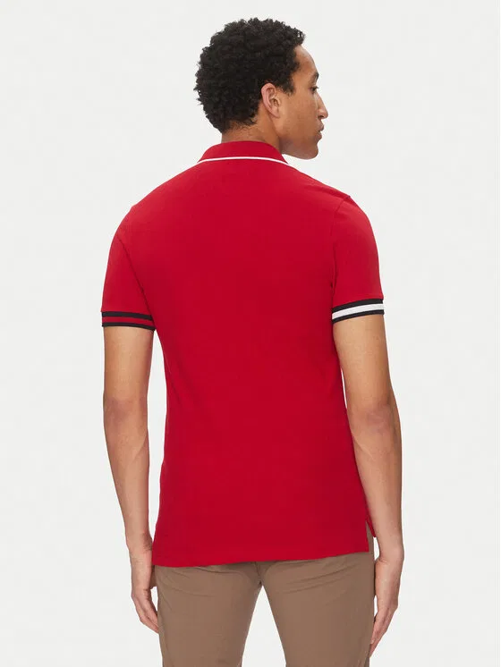 Поло slim fit Flag Cuff Tommy Hilfiger, красный — фото 3