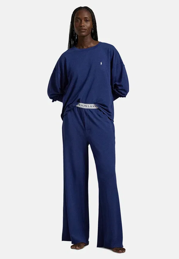 Комплект пижамы хлопковый Wide leg, Polo Ralph Lauren, темно-синий — фото 2