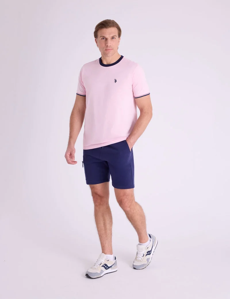 Футболка U.S. Polo Assn. Signature Stripe Trim Ringer, бледно-розовый — фото 3