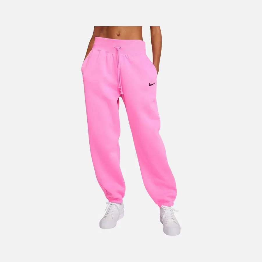 Спортивные штаны Nike Sportswear Phoenix Fleece High-Rise, высокие, оверсайз, с флисом, Розовый