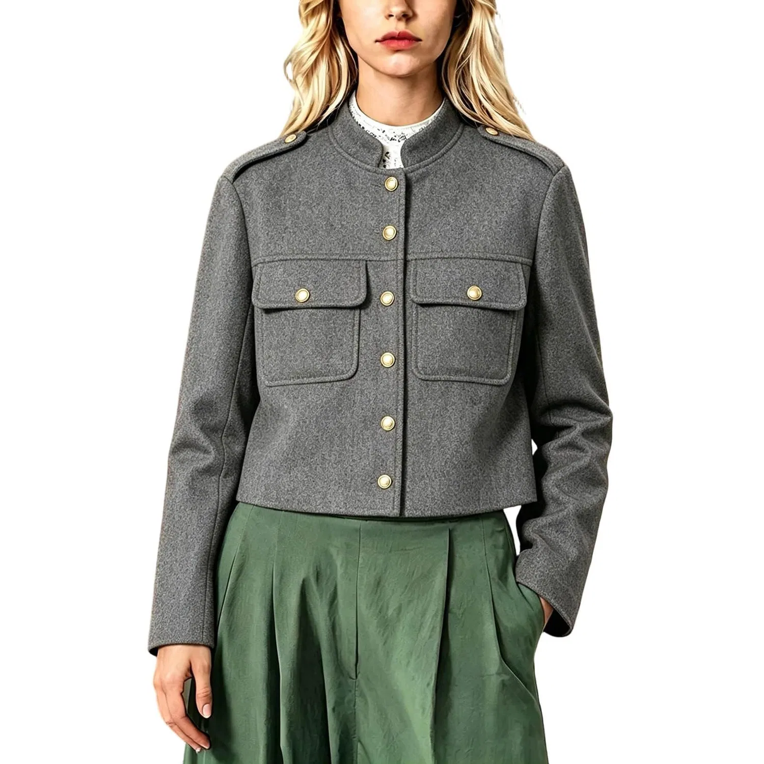 Женская куртка с высоким воротником Dirndl, 1c-grigio — фото 3