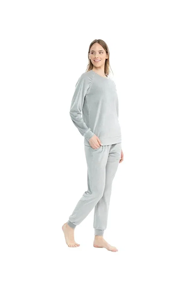 Женский комплект пижамы из хлопка U.S. Polo Assn., Gray Melange — фото 4
