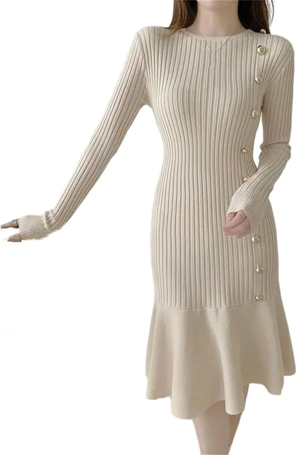Женское платье-свитер с пуговицами Knitted Dress, 069