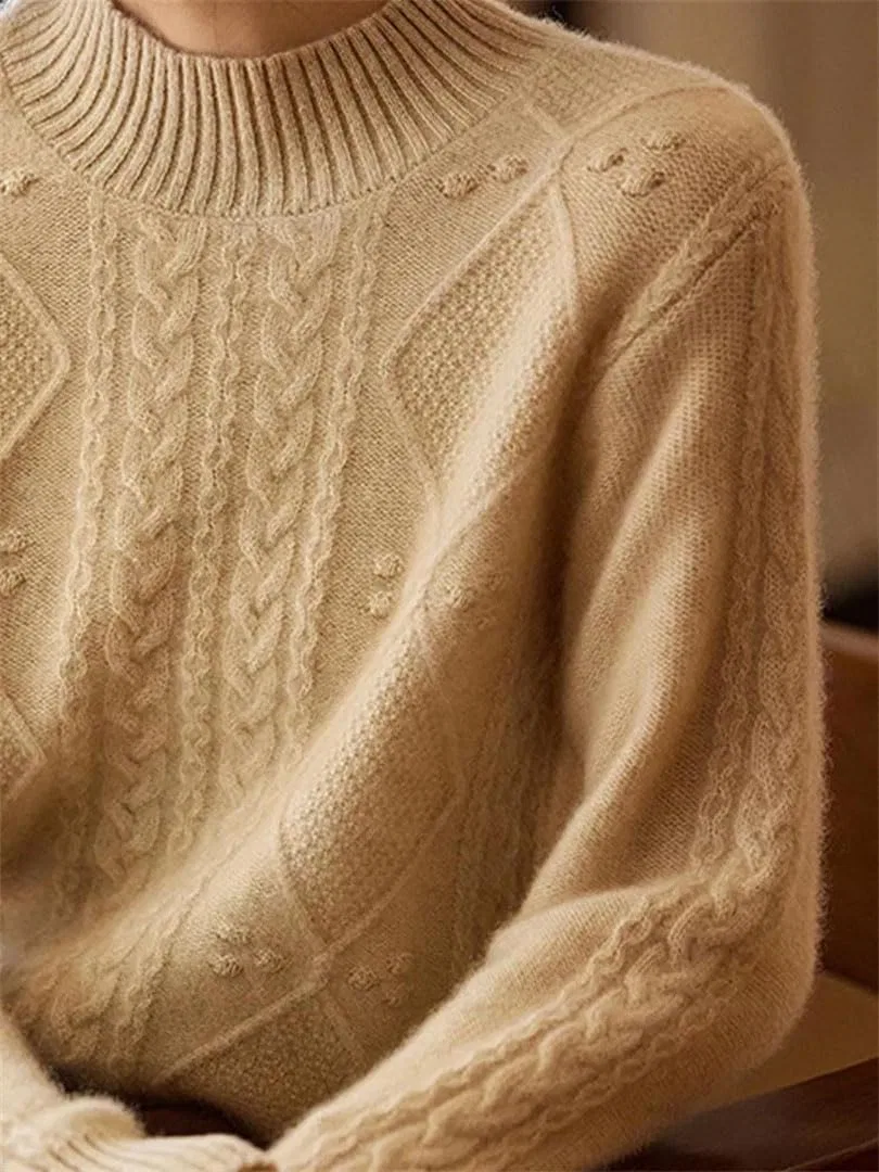 Женский свитер с высоким воротником, модель Mock Neck, Pnnrk — фото 2