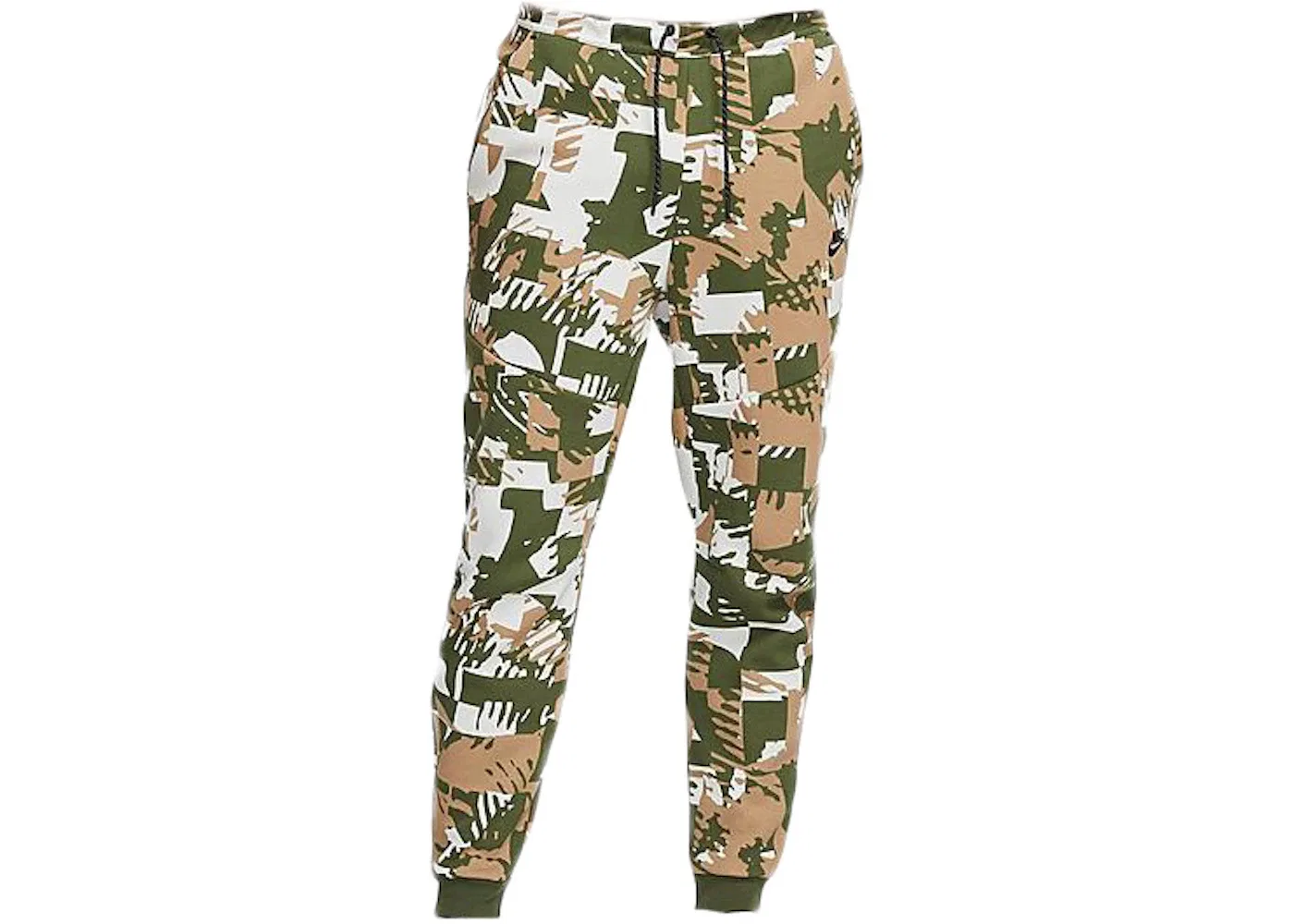 Мужские спортивные брюки с принтом Nike Sportswear Tech Fleece All Over Print Jogger Pant, Light Bone/Rough Green/Black — фото 2