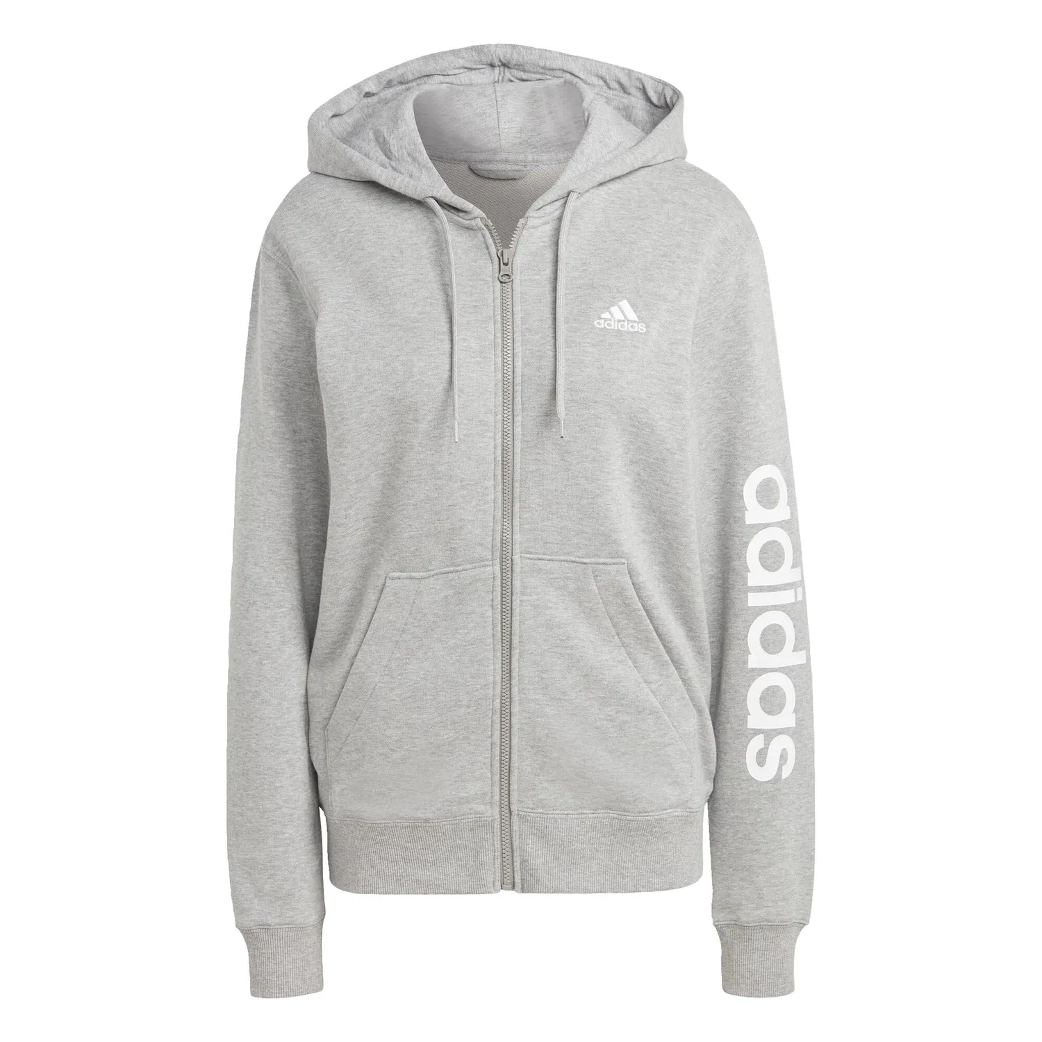 Женский свитшот из футера Essentials Linear adidas, Medium Grey Heather/White