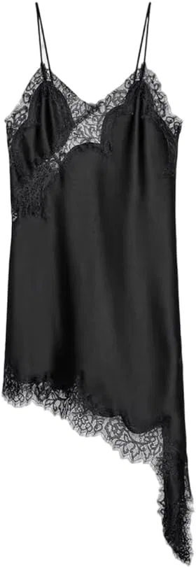 Женское асимметричное кружевное платье с декольте V-Neck, Black