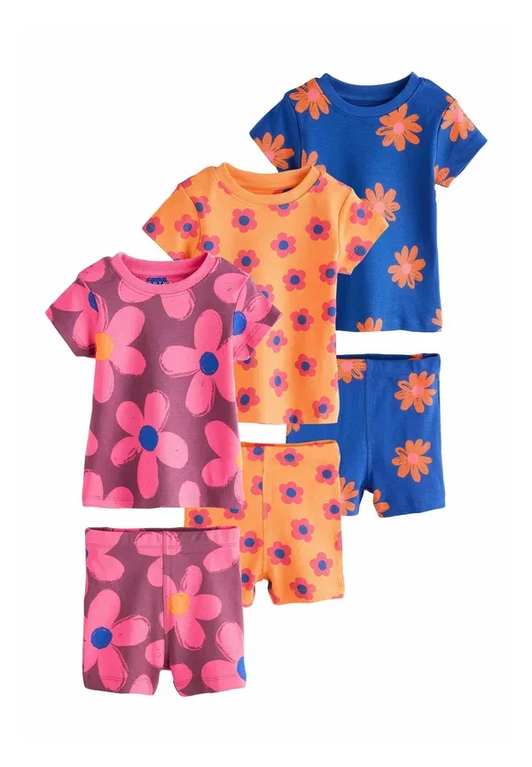 Комплект пижам короткий с цветочным принтом Regular fit - short pyjamas 3 pack Next, Blue/Orange Floral, оранжевый