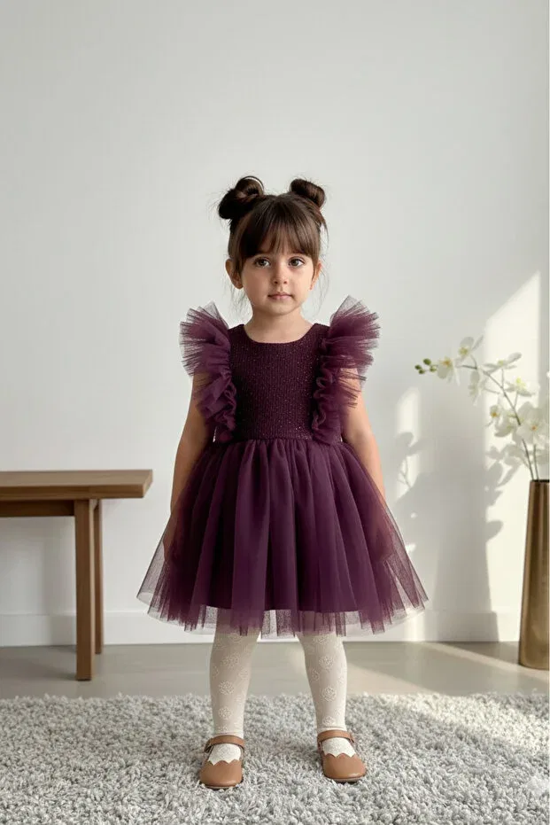 Детское платье для девочек из фатина Abiyekids, Plum