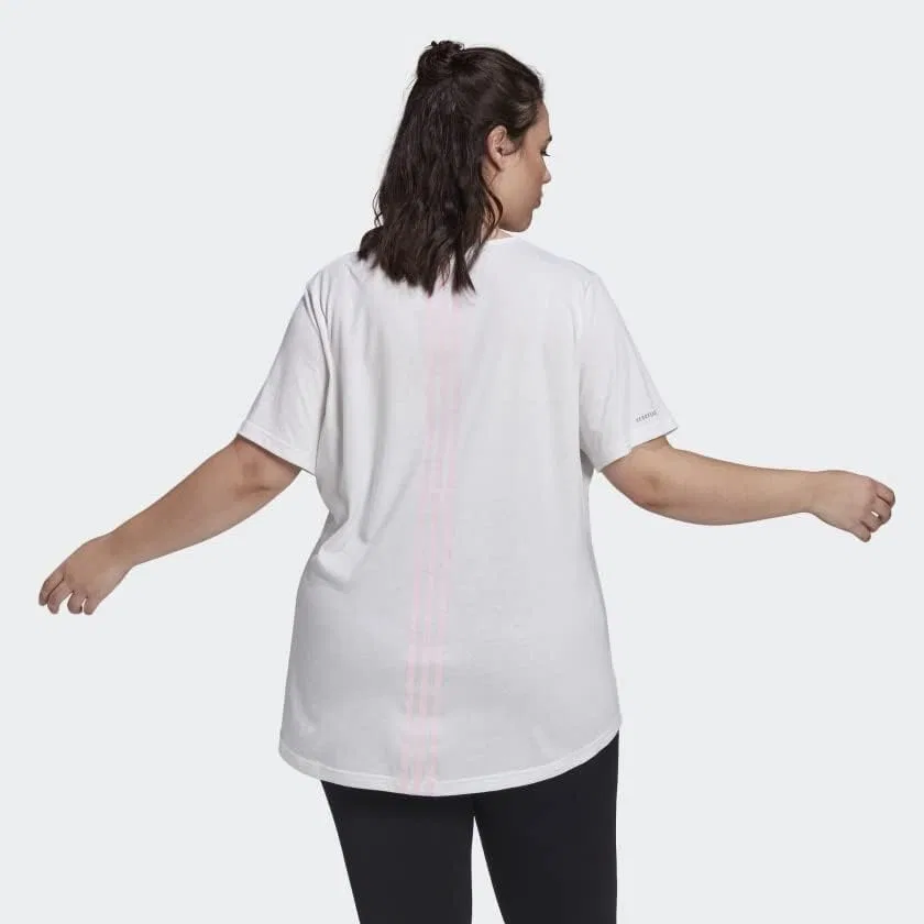 Женская фитнес футболка AEROREADY adidas, White/Clear Pink — фото 3