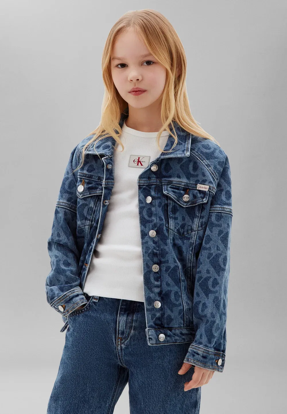 Мини-Версия дальнобойщика - джинсовая куртка Calvin Klein Jeans, Beckford Blue — фото 3