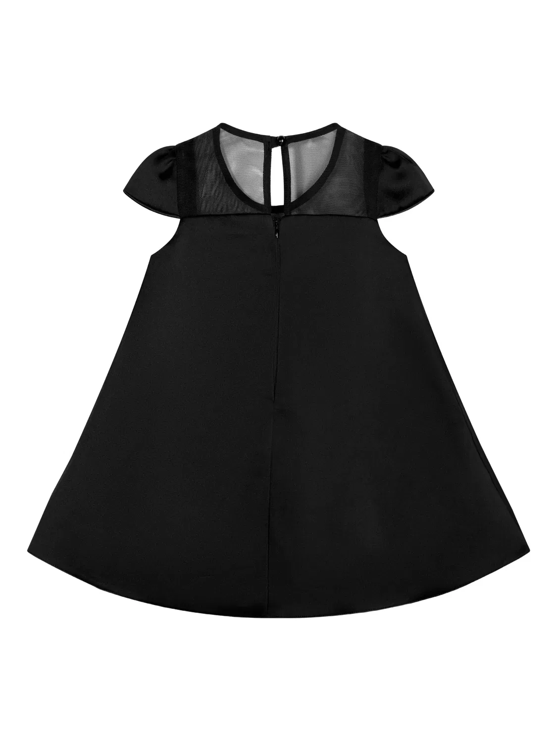 Платье с розовыми украшениями и сетчатой вставкой Dress & Fleur, черный — фото 2