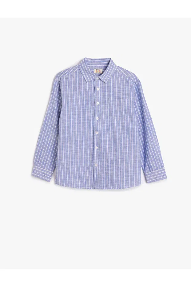 Детская рубашка для мальчиков с длинным рукавом хлопковая Koton, Blue Striped