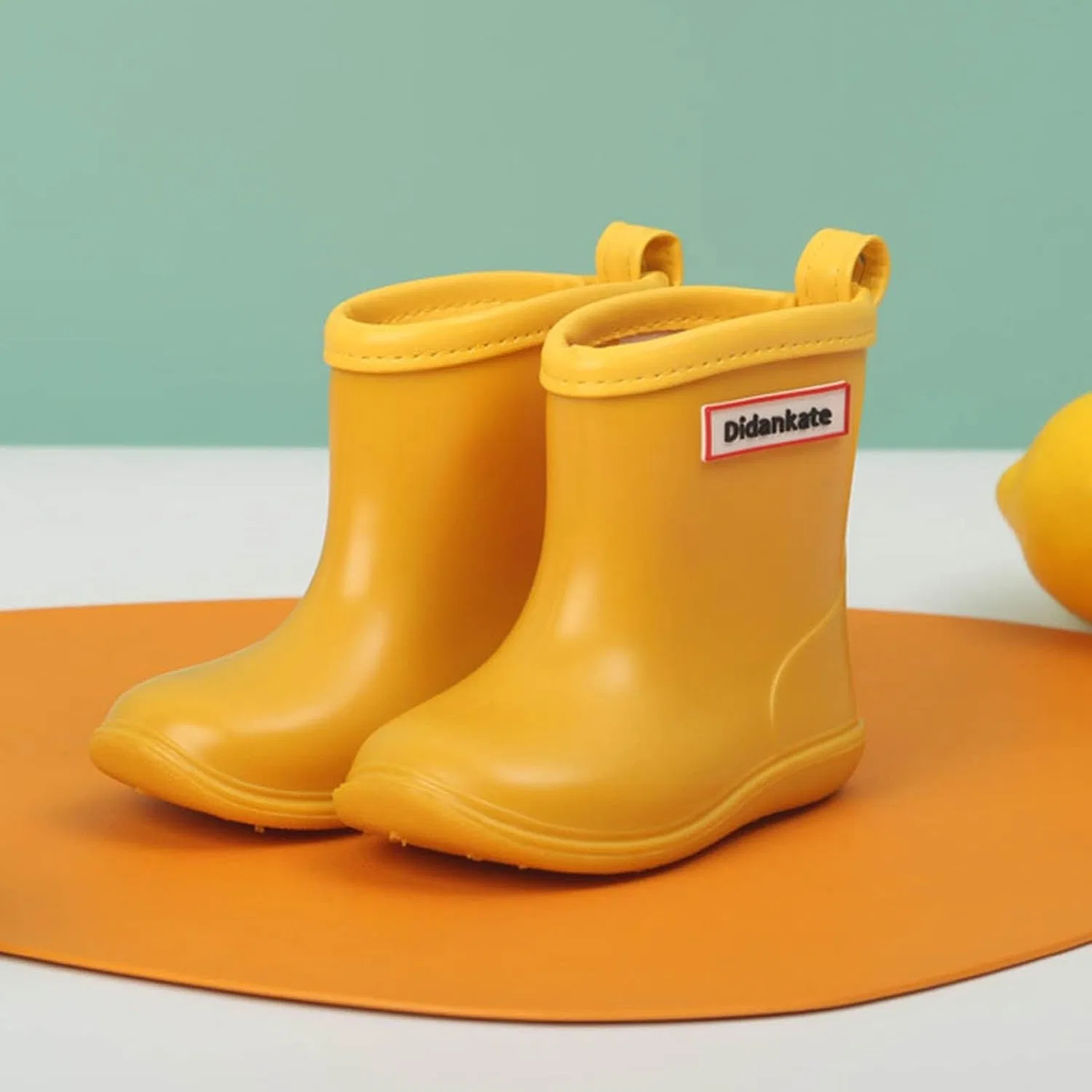 Детские сапоги дождевые с принтом для девочек и мальчиков, Yellow — фото 3