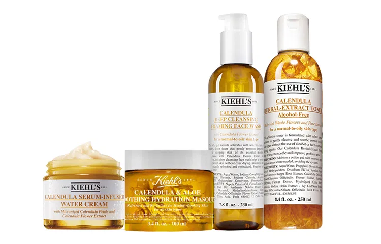 Набор уходовой косметики для лица с ромашкой Kiehl's Calendula Star Family, 4 предмета