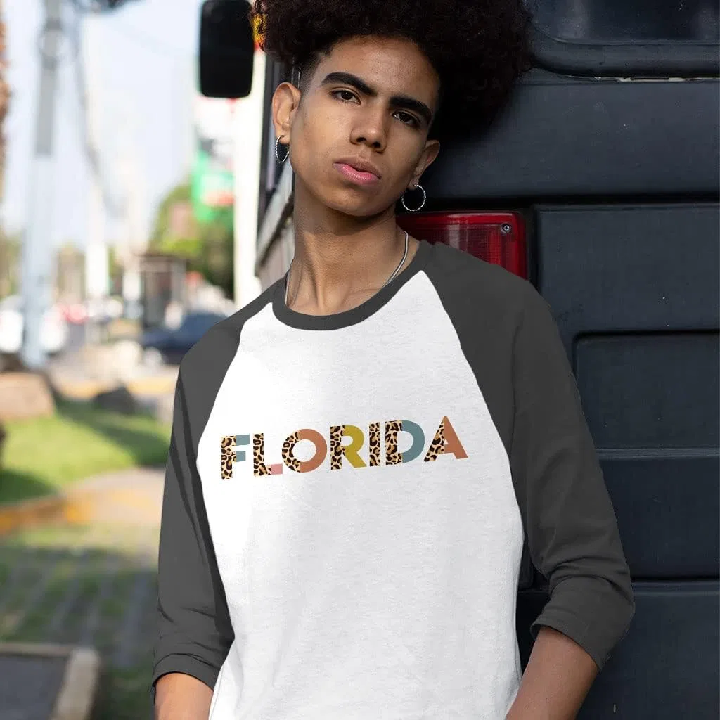 Женская футболка с принтом гепарда Modern Florida Baseball Tee, Gray White — фото 3