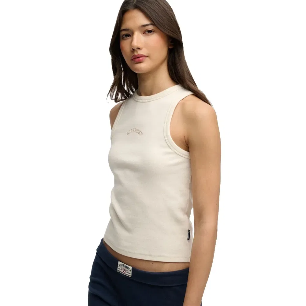 Женская майка-безрукавка с принтом Essential Logo Racer Superdry, Beige — фото 4