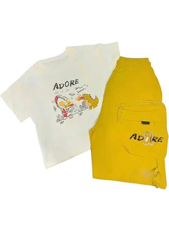 Комплект одежды с принтом динозавра Adore Boys Miniimodz, желтый