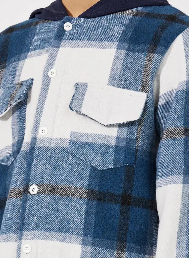 Худи-куртка с карманами Brushed Checked Styli, синий — фото 4