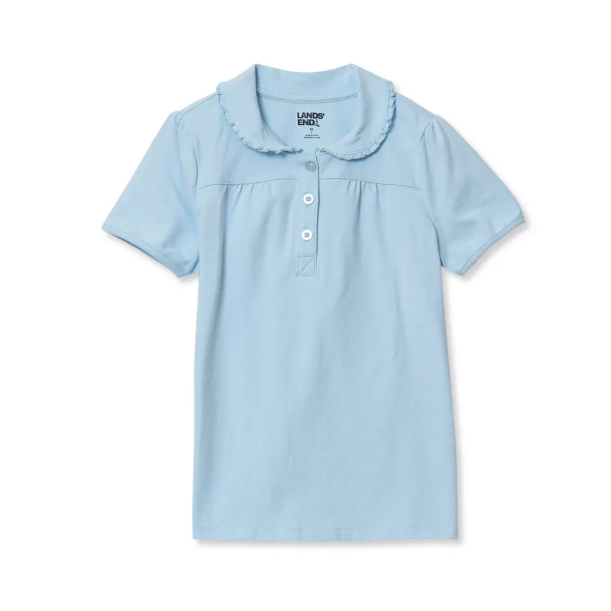 Детское платье-футболка с воротником-питер пэн модель Frill Collar Tee Lands' End, Nantucket Blue