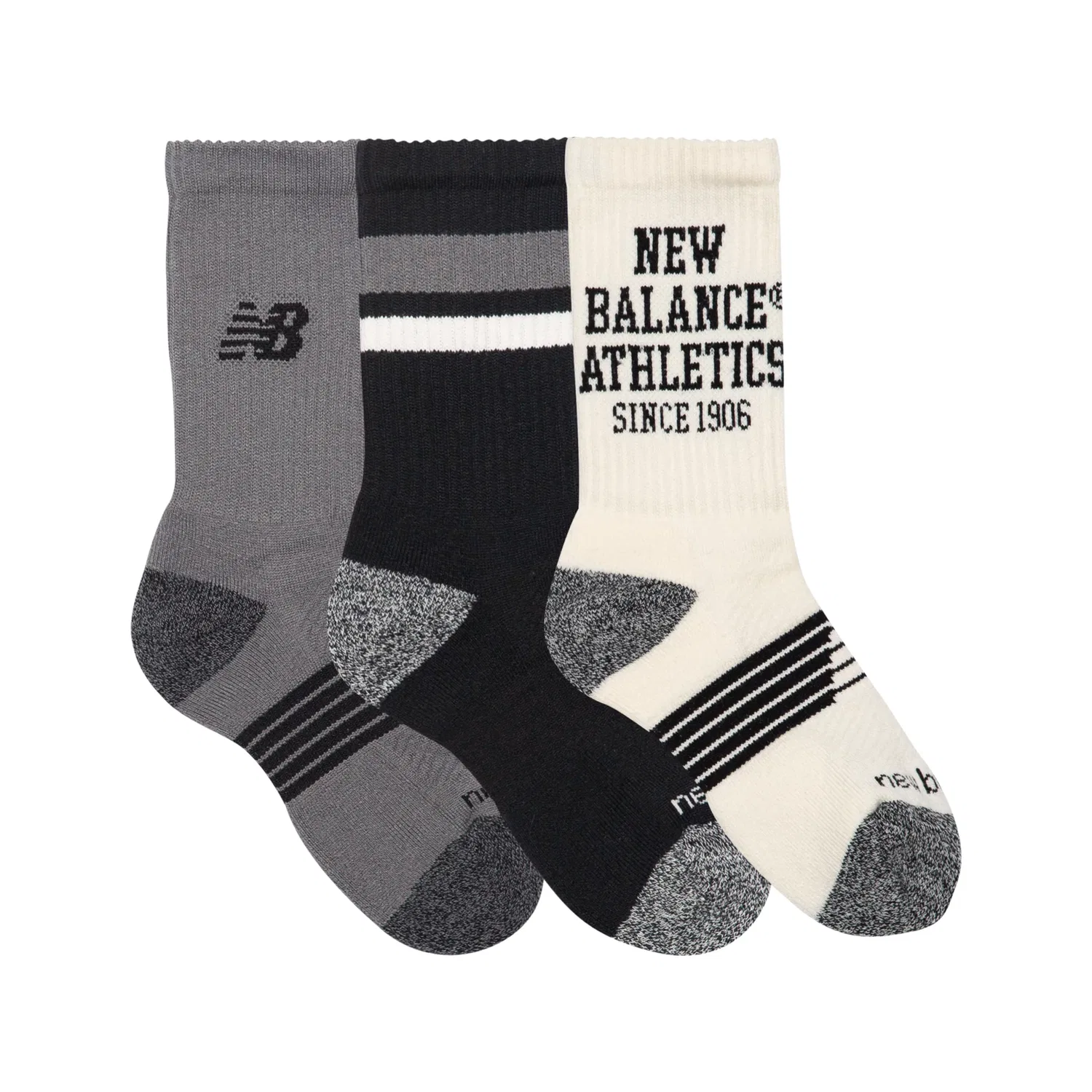 Детские носки с принтом 3 пары Youth Lifestyle Graphic Crew New Balance, Black Multi — фото 3