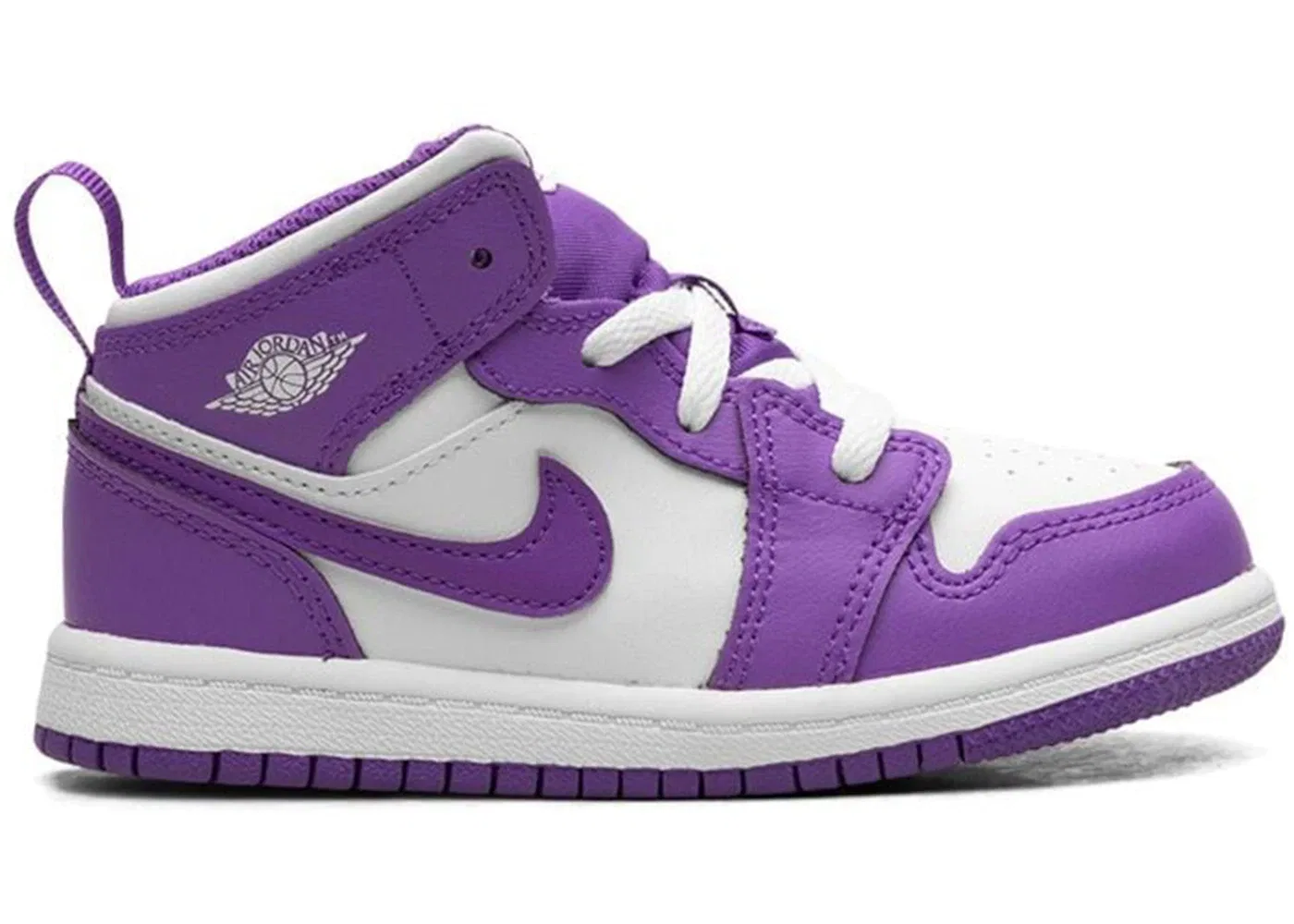 Детские кроссовки с высоким берцем Jordan 1 Mid, Purple Venom/White