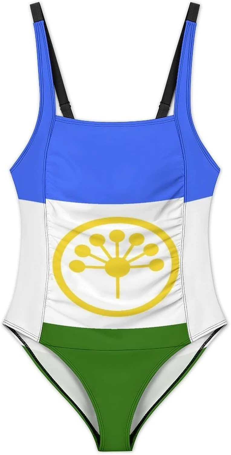 Женский слитный купальник танкини с подтяжками Bashkortostan Flag, Style-2 — фото 4