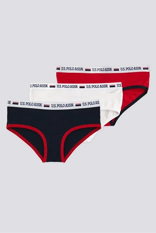 Детские трусы для девочек с принтом 3-Pack U.S. Polo Assn., Red Navy Blue White