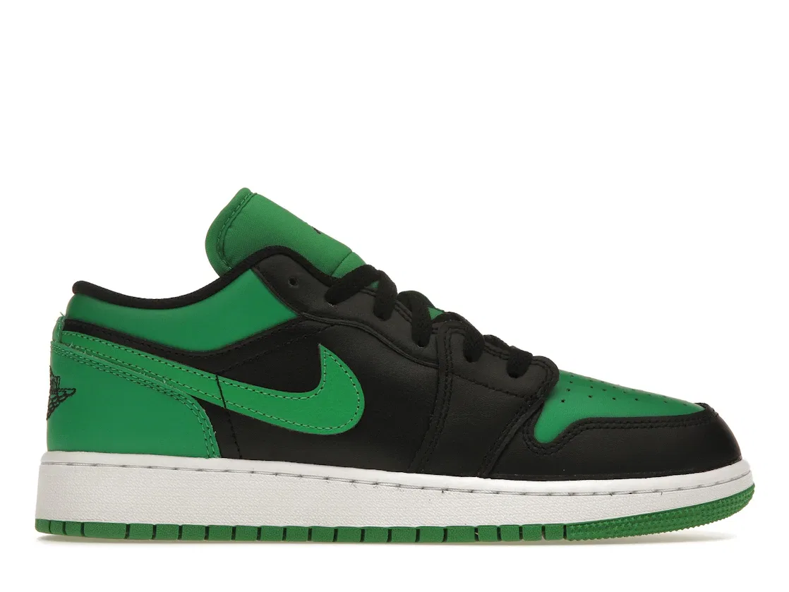 Детские кроссовки для мальчиков с контрастным дизайном Jordan 1 Low Lucky Green Jordan, Black/Black/Lucky Green/White