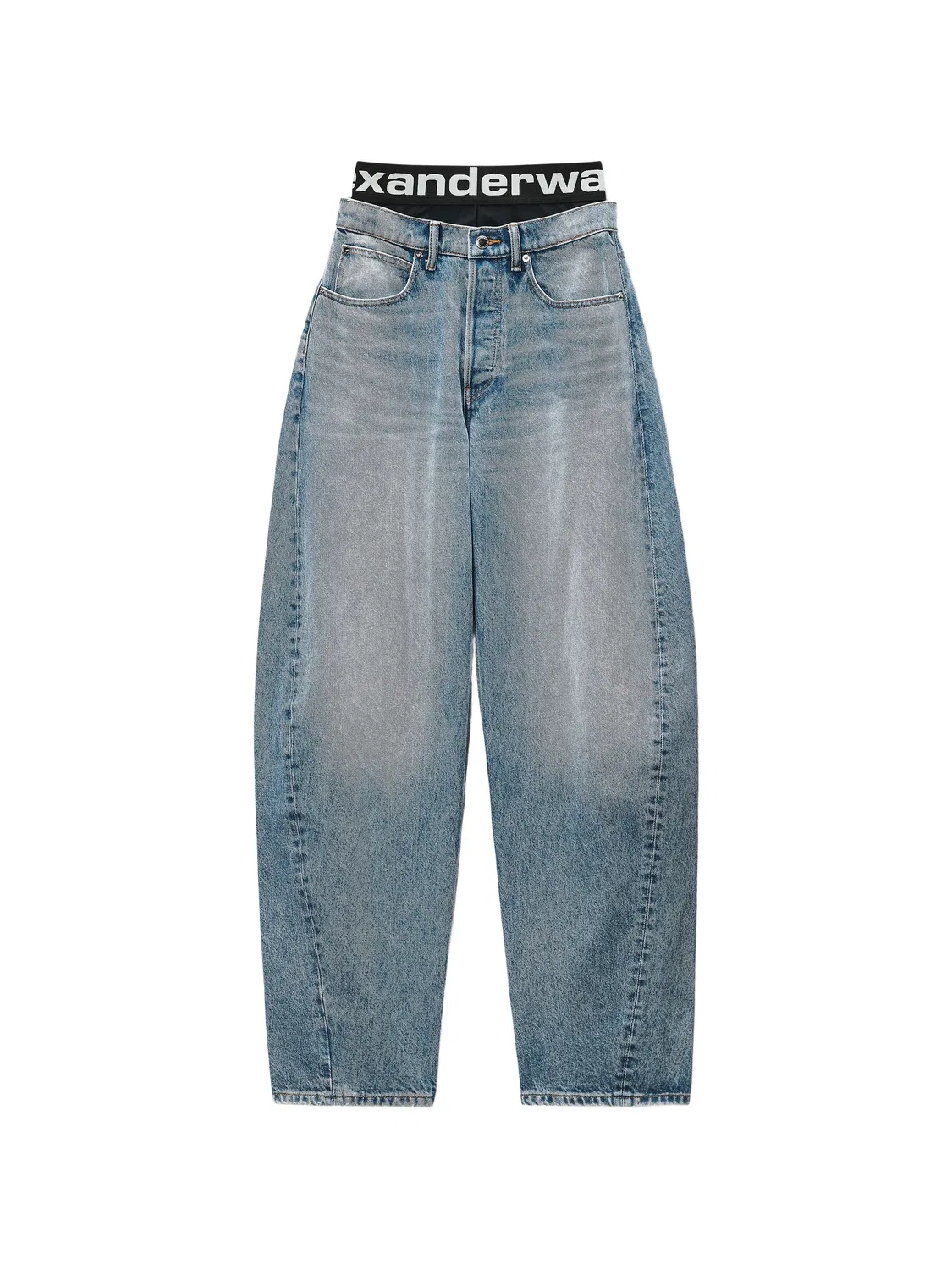 Джинсы широкого кроя с логотипом, синие Alexander Wang, синий