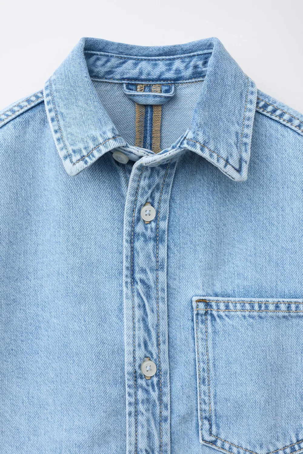 Джинсовая рубашка ZARA, Blue — фото 3