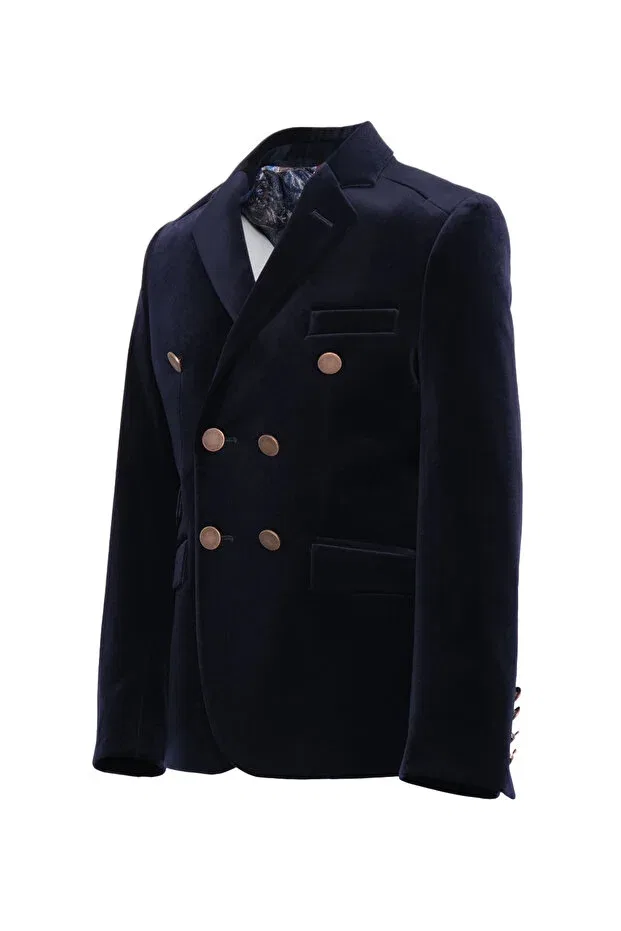 Детский блейзер для девочек двубортный Micio, Navy Blue — фото 4